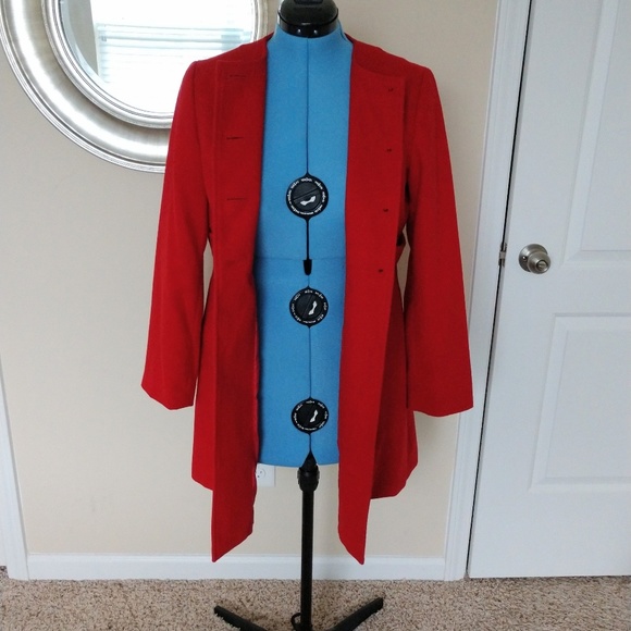 I.N. Studio Red Wool Coat 14 - Picture 3 of 5